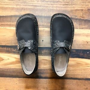 Alegria W Size EU41/US10.5-11 Navy Blue/Bluish Silver Spherical Leather Slip-Ons